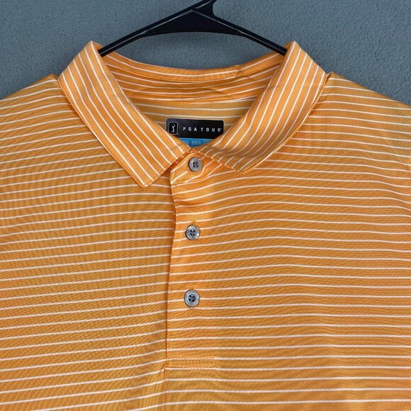 PGA TOUR Striped Polo Shirt Men’s Size XXL Orange,Golf,Sun Protection NWT $62‎ - Picture 12 of 12
